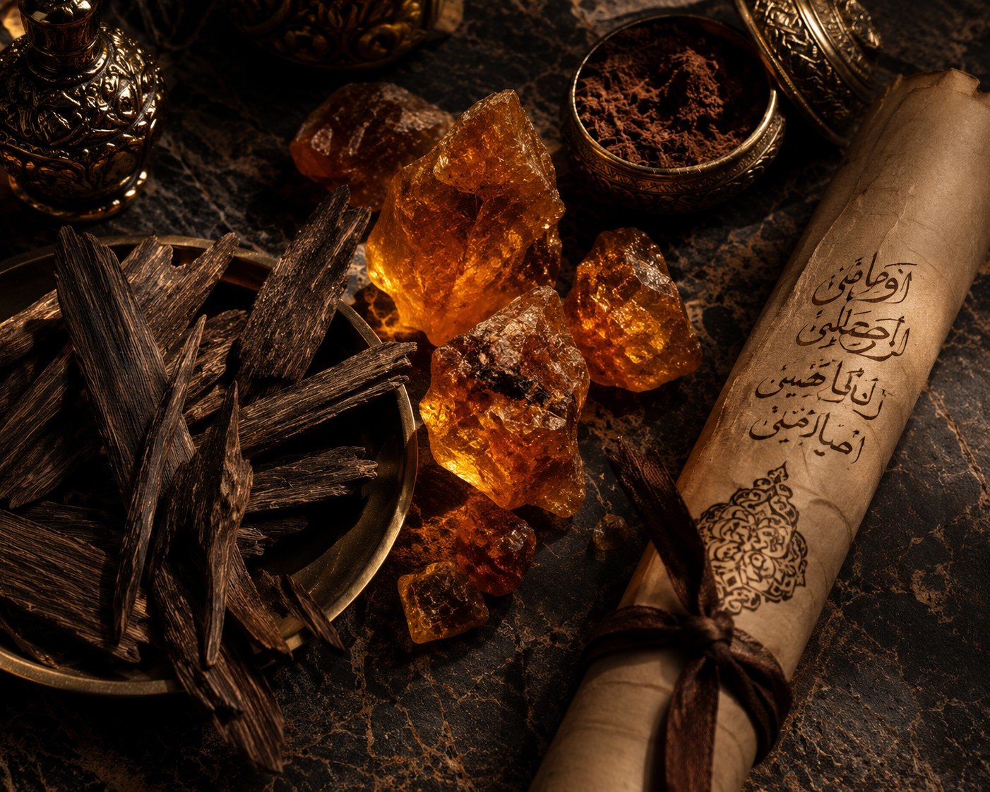 Amber resin, oud wood and Arabic scroll — the ingredients of Jawaar d'Arabia